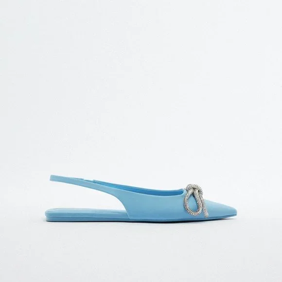 Zara Embellished Bow Flat Mules